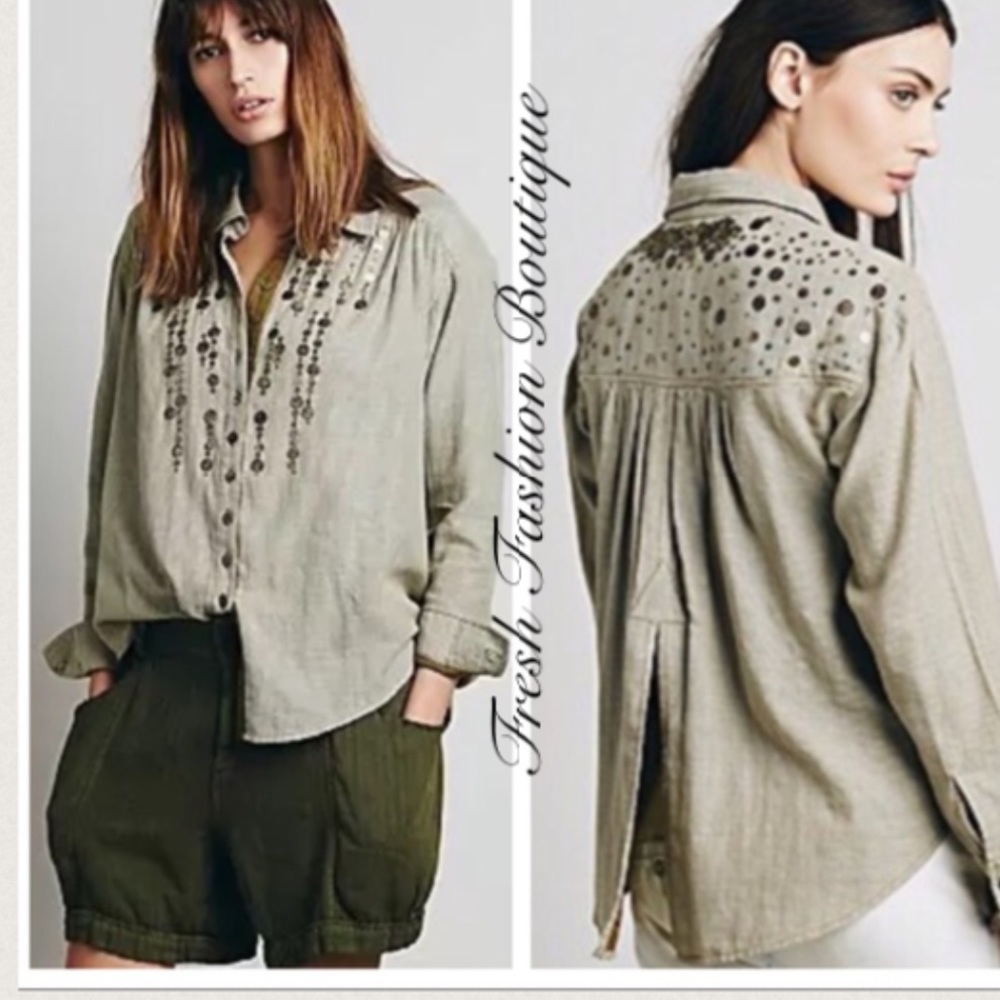 Free People Coin Embellished Top